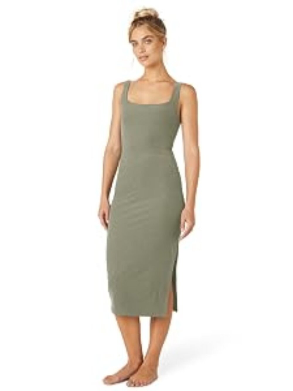 Beyond Yoga Spacedye Icon Midi Dress Grey Sage Heather SM- NWT